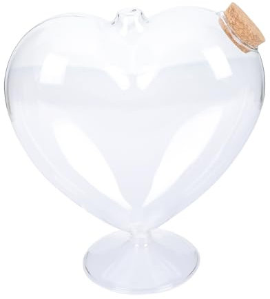 Warmhm Flasche Durchsichtig Herzform Behälter Origami Sternflasche Dekorative Landschaftsflasche Wunschglas Mit Hohem Sockel Für Pflanzen Und Diy-dekoration