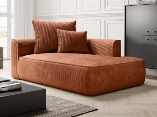 Vente-unique-Recamiere - rechtsseitig - Cord - Terracotta - PINETA