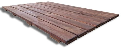 Pedana doccia antiscivolo 118x78 cm, in legno di pino impregnato, Colore Teak