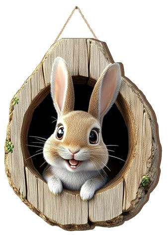 Türschild Ostern Haustür Osterkranz Türkranz Ostern Frühling Oster Außen Innen Türdeko zum Aufhängen Osterdeko Fenster Hängend Osterschmuck Holz Osterhase Deko Modern Frühlingsdeko Draussen (#09)