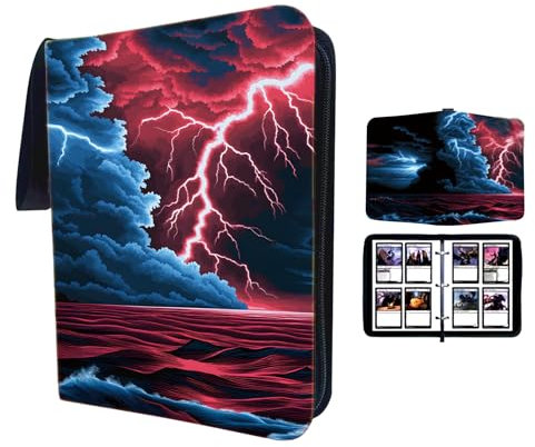 Sammelkarten-Album mit 400 Kartenfächern – 4-Pocket-Kartenordner für TCG, Yu-Gi-Oh, MTG und Sportkarten – Robuster Kartenhalter für Sammler (Beleuchtung, 4-Pocket)