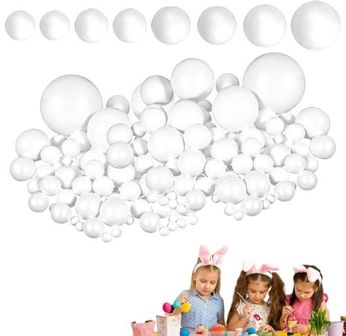 agogue 80 Stück Kugeln Zum Basteln, 1 cm bis 5 cm Schaumstoffkugeln in 5 Größen, Weiße Kugel für Kunstdeko Heimwerk Handwerk DIY Projekte, Entwicklung Der Kreativität und Phantasie Der Kinder