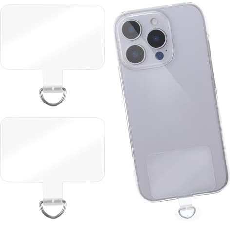 CIATBYYJ 2 Stück Handykette Halterung,Edelstahl Handykette Universalpads,Ultradünn Handy Kette,Transparent Multifunktional Handy Lanyard Patch für die Meisten Smartphones