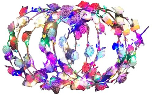 Dtaigou Blumenkranz Stirnband,Im Dunkeln Leuchtender Haarschmuck - 10 Stücke Haaraccessoires Moderner Kopfschmuck Für Strandpartys Hochzeiten Halloween Rollenspiel