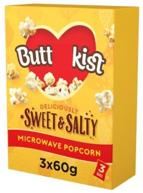 2 x Buttarkist Microwave Popcorn Sweet & Salted 3X60g