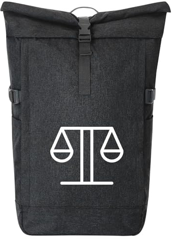 Huuraa Kurierrucksack Waage Sternzeichen Symbol 30-44 Liter Black Melange Fairtrade Rolltop Rucksack Geschenkidee