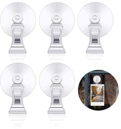 Nevoluxer Crochet Ventouse Multifonction - Lot de 5 Ventouses Puissantes pour Pare-Brise, Aquarium et Fenêtres - Support Universel avec Clips pour Ticket de Parking, Décoration et Accessoires