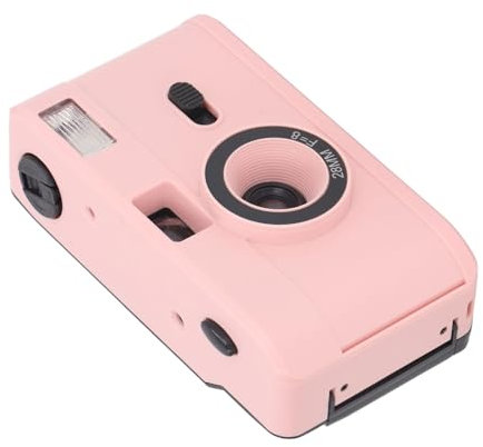 KIMISS 35 -Mm -Filmkamera Wiederverwendbare Vintage Kamera mit Integriertem Blitz, 28 Mm 1: 8 Objektiv, Einfaches und Leichtes Design für Analoge Fotografie Enthusiasten (Rosig)