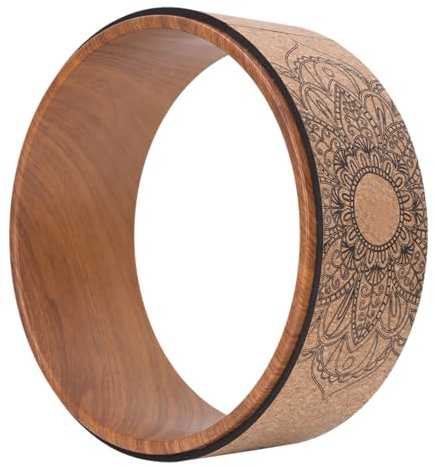 Xiuganpo PU Rubber Yoga Wheel,High Density Flexible Back Stretching Roller Relieve Back Ache Tension,Wood Grain Inner Core