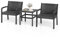 COSTWAY Tavolino e 2 Sedie in Rattan PP da Balcone, Set Giardino con Tavolino Quadrato e 2 Poltrone, Salotto da Esterno per Bordo Piscina (Grigio)