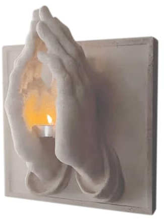ZXDZSW Betende Hände. Eine perfekte Mischung aus Wärme und Wünschen. 3D-Wandleuchter mit betenden Händen, dekorativer Kerzenhalter for Zuhause, Büro, Kirche, Tischdekoration zu Hause.