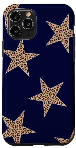 Leopard Star Navy Blue Cheetah Girl Y2K Dark Star Simple Case for iPhone 11 Pro