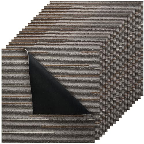 VEVOR Piastrelle per Moquette, 610x610 mm 24 Pezzi, Tappeto Quadrato Modulare, Pavimento Morbido Imbottito per Copertura Senza Cuciture 8,9㎡, per Soggiorno Camera da Letto, Marrone Scuro