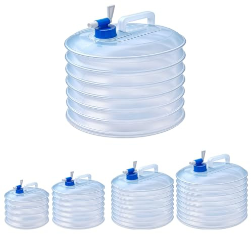 qoqidun Water Container 3L 5L 10L 15L, Collapsible Water Container Water Carrier with Tap, Portable Large Water Storage Container for Camping Sports Outdoor Hiking Use, BPA Free and Stable 5L