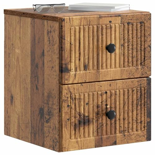 vidaXL Wandmontierter Nachttisch 2 pcs Altholz 33 x 34,5 x 40 cm, Retro Wohnzimmer Stauraum, rechteckige Wandmöbel, platzsparende Schränke, Coole Deko-Organizer