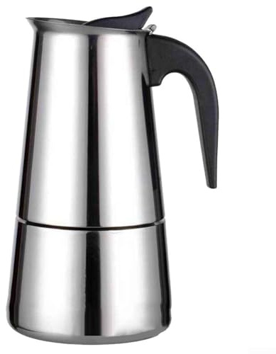 Moka Pot Acciaio 2/4/6/9 Tazze Caffettiera Italiana Induzione Fuoco Pentola Espresso per sicura Ergonomico per superficie Lucida Design Elegante per Casa Ufficio per barista(450 mL)