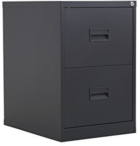 Office Hippo Heavy Duty Steel Filing Cabinet, 2 Drawer Filing Cabinet, Fully Welded Construction with 40kg Drawer Tolerance, Lockable Office Storage, 7 Year Guarantee, Black
