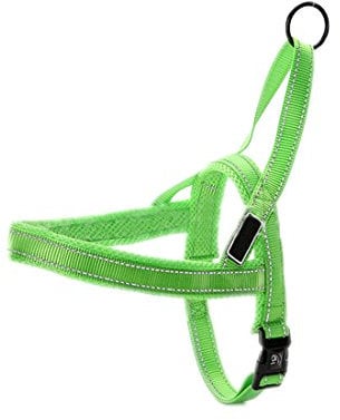 Hundegeschirr Mesh Welpengeschirr Nylon Norwegergeschirr Soft Vest Harness Brustgeschirre Reflektierende Sicherheitsgeschirr Brustgurt für Kleine, Mittlere und Große Hunde (M, grün-a)