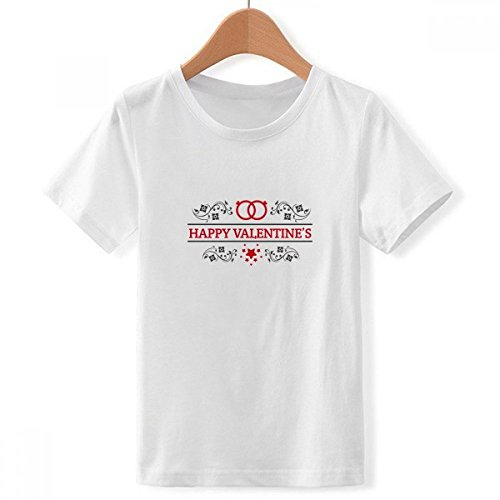 DIYthinker Jungen Rot Schwarz Froh Valentinstag mit Rundhalsausschnitt Weißes T-Shirt XXX-Groß Mehrfarbig