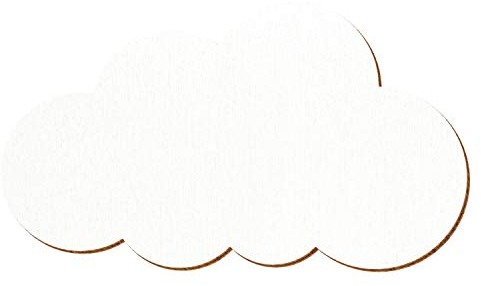 Weiße Holz Wolke V1 - Deko Zuschnitte 1-10cm, Größe:Wolken 5cm breit, Pack mit:10 Stück