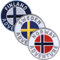 3er-Set Skandinavien Abzeichen gestickt 60 mm/Schweden Finnland Norwegen/Abenteuer Trekking Wandern Flagge Wappen Kreuz/Aufnäher Aufbügler Sticker Patch/Reiseführer Wanderführer Buch Karte