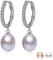 Kim Johanson Damen Perlenohrringe *Nora* aus 925 Sterling Silber mit echten Süßwasser Perlen in Weiß, Rosa oder Lila & Zirkonia Steinchen besetzt Ohrhänger inkl. Schmuckbeutel (Lila)