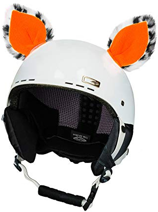 Crazy Ears Helm-Accessoires Ohren Katze Tiger Lux Frosch, Ski-Ohren geeignet für Skihelm, Motorradhelm, Fahrradhelm und vieles mehr, CrazyEars:Neon-Orange Katze