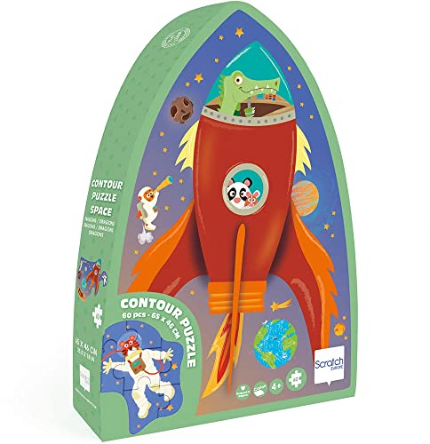 SCRATCH 276181131 Shape Puzzle Weltall, Konturpuzzle für Kinder ab 4 Jahren, 60 Teile