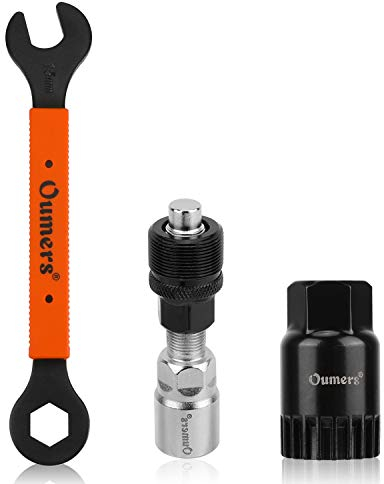 Oumers Bike Crank Puller Tool Set, Bike Crank Extractor Bike Bottom Bracket Remover Hex Allen Wrench 16mm 15mm Spanner Wrench Fit for Removing Bicycle Crank