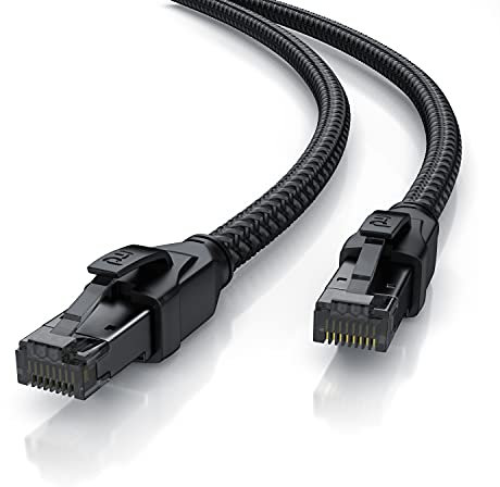 Primewire 2m Cavo di Rete Cat 8.1 40 Gbits - Mantello in Nylon Intrecciato - Ethernet Patch RJ45 - Cavo Cat 8 Gigabit LAN - 40000 Mbits - SFTP PIMF - Compatibile con Cat 6 Cat 7-2 Metri