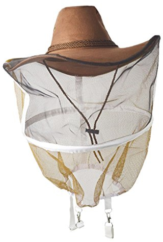 Sharplace Bienenhut und Schleier mit Gesicht Maschenweite Schutzkappe, Braun Cowboy