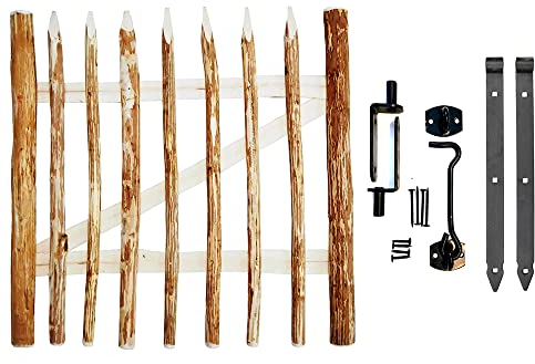 Zauntor Holzpforte 120x98cm BxH Pforte Zaun Stakete Tor Gartentor Holztor Haselnuss