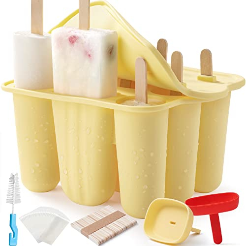 MEETRUE Eisformen Eis am Stiel für Kinder Baby, 9 Stück Silikon Eisformen BPA–freie Wassereis Formen Popsicle Formen Eis Formen für Stieleis