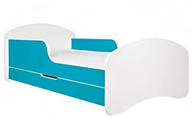 BDW Kinderbett mit Matratze und Bettkasten - NEU, 140/160/180/190 Kindern (Blau, 180x90)