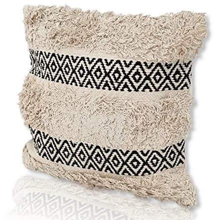DARO DEKO 100% Baumwoll Kissen mit Füllung 45 x 45cm Boho Kissenbezug Sofakissen Dekokissen