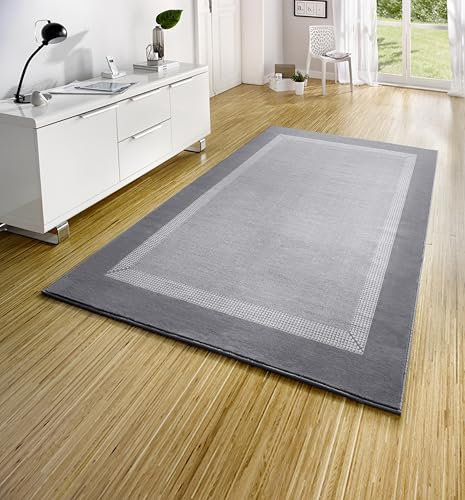 Hanse Home Teppich Läufer Band 160x230cm – Teppichläufer Weicher Kurzflor Teppich Modernes Design Läufer für Flur, Schlafzimmer, Kinderzimmer, Badezimmer, Wohnzimmer, Küche Dekoläufer – Light Grey