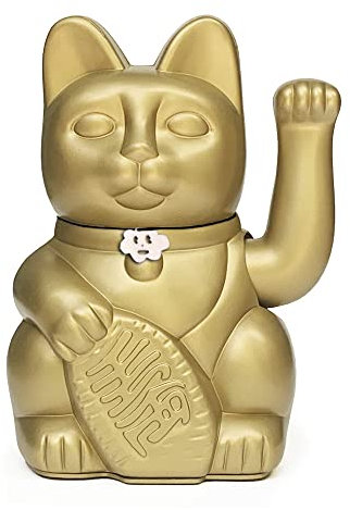 Chinesische Glückskatze. Winkende Katze. Maneki Neko viel Glück. GOLD, L (12x9x18cm)