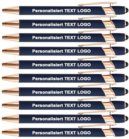 HEYZARDA Kugelschreiber mit Gravur Namen Text Logo für Büro Schule Business Stift 20 Pc blau