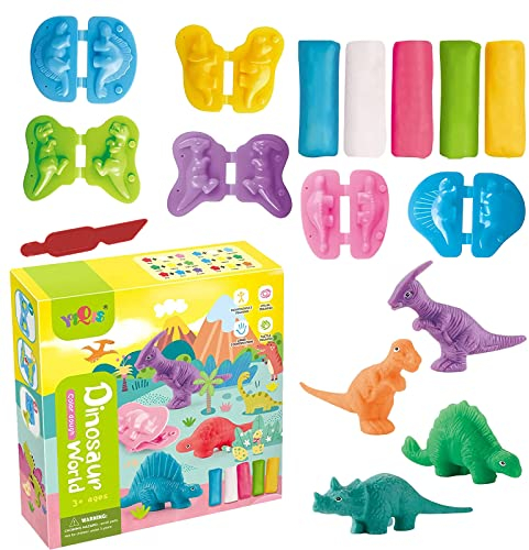 TZQFROCE 12 Stück Knete Zubehör Dinosaurier Knetwerkzeug Set für Kinder ab 2 3 4 5 Jahre Dinosaurier DIY Knetwerkzeug Dinosaurier Kinderspielzeug mit 5 Bunt Modelliermasse für Kinder Jungen Mädchen
