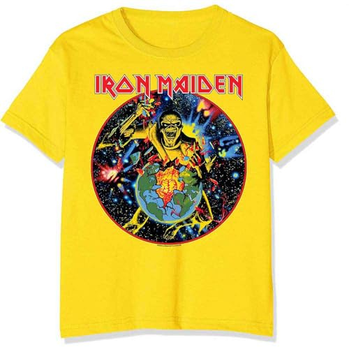 Iron Maiden T Shirt World Piece Tour Circle Band Logo Official Unisex Yellow L