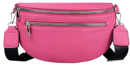Damen Tasche Gürteltasche Crossbody Leder Optik Hüfttasche Bauchtasche Umhängetasche Cross-Over Bodybag Schultertasche Handytasche Leder Optik Pink
