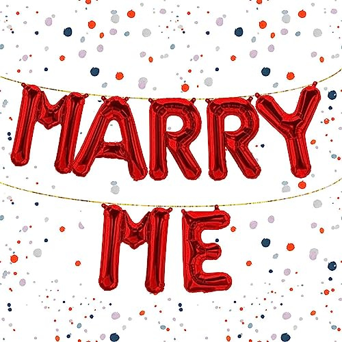 Folienballon-Set Marry Me in Rot, 40 cm - Überrasche deinen Schatz mit einem romantischen Heiratsantrag - Zeige deine Liebe auf besondere Weise