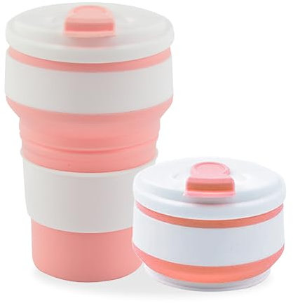 SWINILAYA Reisebecher Faltbar - 350 Ml Bpa-Frei, Faltbarer Silikonbecher Mit Deckel,faltbare Becher Für Unterwegs (Blue)