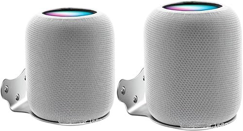 ZahoTse Lot de 2 supports muraux pour Apple HomePod 2 - Avec gestion des câbles intégrée - Pour haut-parleur Smart Home - Argenté