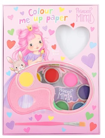 Depesche 12126 Princess Mimi - Colour me up Paper, Aquarellpapier mit 10 Motiven zum Ausmalen, inkl. Pinsel und Wasserfarben