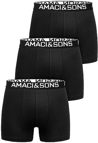 Amaci&Sons Herren Boxershorts Baumwolle 3er Spar-Pack Männer Unterhose Unterwäsche 3x9005