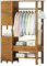 WAOHO Garderobenständer aus Bambus，Bambus Halboffener Kleiderständer，Kleideraufbewahrung mit Kleiderstange， Mit 2 Schränken, Stauraum，freistehende Garderobenständer 165X100X30CM (Braun)