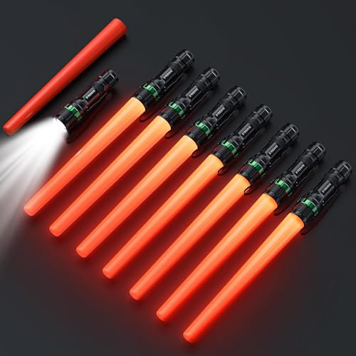 E-riding 8 Pack Traffic Wand, 16 Inch LED Traffic Flashlight, Orange Safety Signal Baton with for 5 Flashing Modes, Air Traffic Control Wands for Airport, Parking, Car Directing