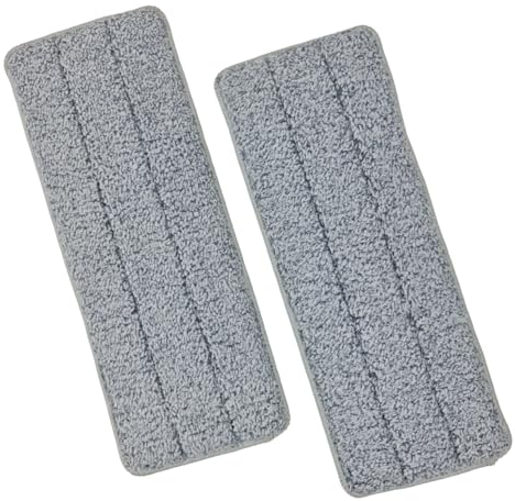 AMOS 2 X Reusable Microfiber Flat Mop Heads For Mop and Bucket Set Dual-Function Wet/Dry Cleaning System