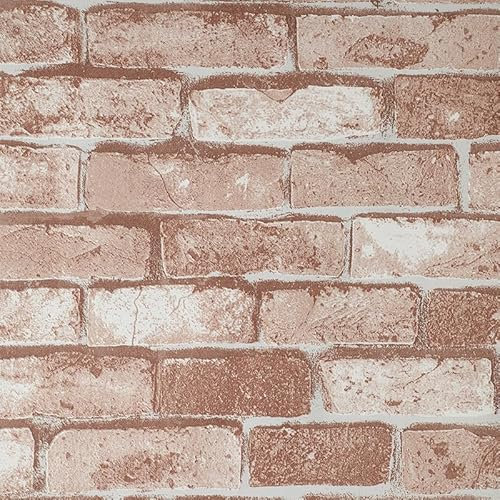 Snewvie Rustic Red Brick Effect Wallpaper Non-Woven Fabric Brick Pattern 3D Brick and Stone Pattern Effect Wallpaper Anti-Fouling Texture Bookcase Wallpape Vintage Slate 9.5M* 0.53M